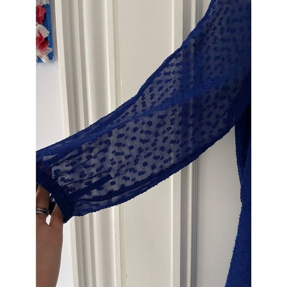 J Crew bright blue dotted dress 2 - Picture 3 of 4